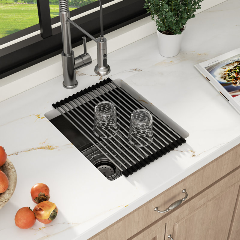 15" L x 17" W Bar Sink 16 Guage Single Bowl Stainless Steel Undermount Bar Kitchen Sink, Gunmetal Black