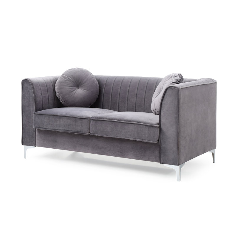 Ballentine 65'' Velvet Loveseat, Gray