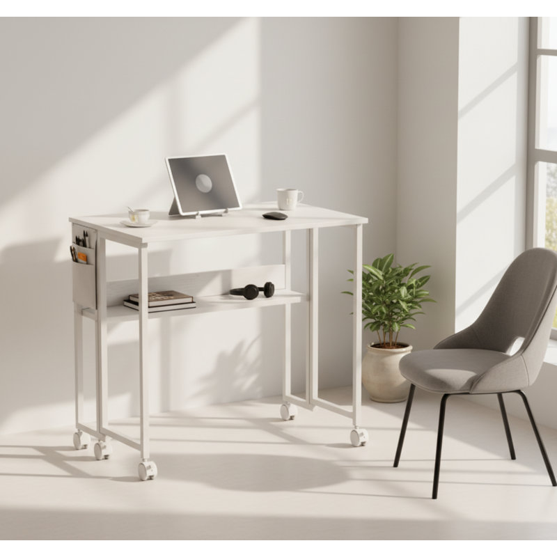 Bureau d'ordinateur pliable avec sac de rangement, tablette et roulettes pour petits espaces de bureau à domicile | Idée de cadeau