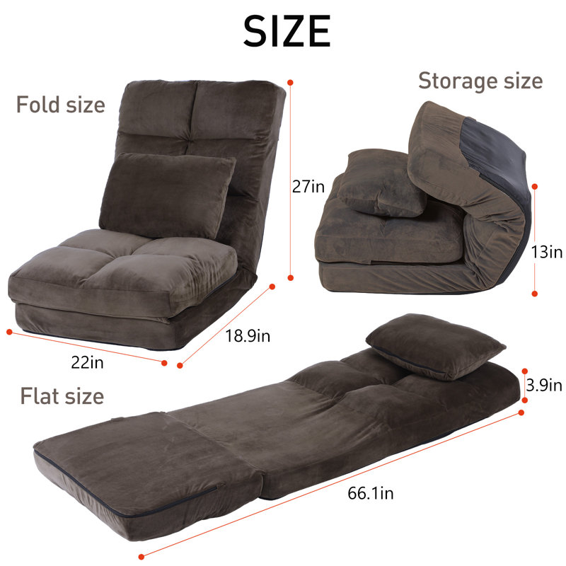 Floor Chair With Back Support For Adults Adjustable 14 Positions Video Game Chairs Foldable Floor Lounger With Pillow
