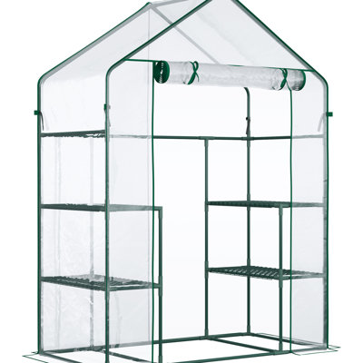 5' X 2.5' 6.5' Greenhouse Kit, Portable With Shelves, Clear Cover, Ideal For Backyard Gardens, Plants From Harsh Weather Mini Walk-In Greenhouse, 6.5'
