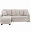 Canapé modulaire 76,5 po en mélange de lin avec lit escamotable et rangement pour chaise longue-1354770384
