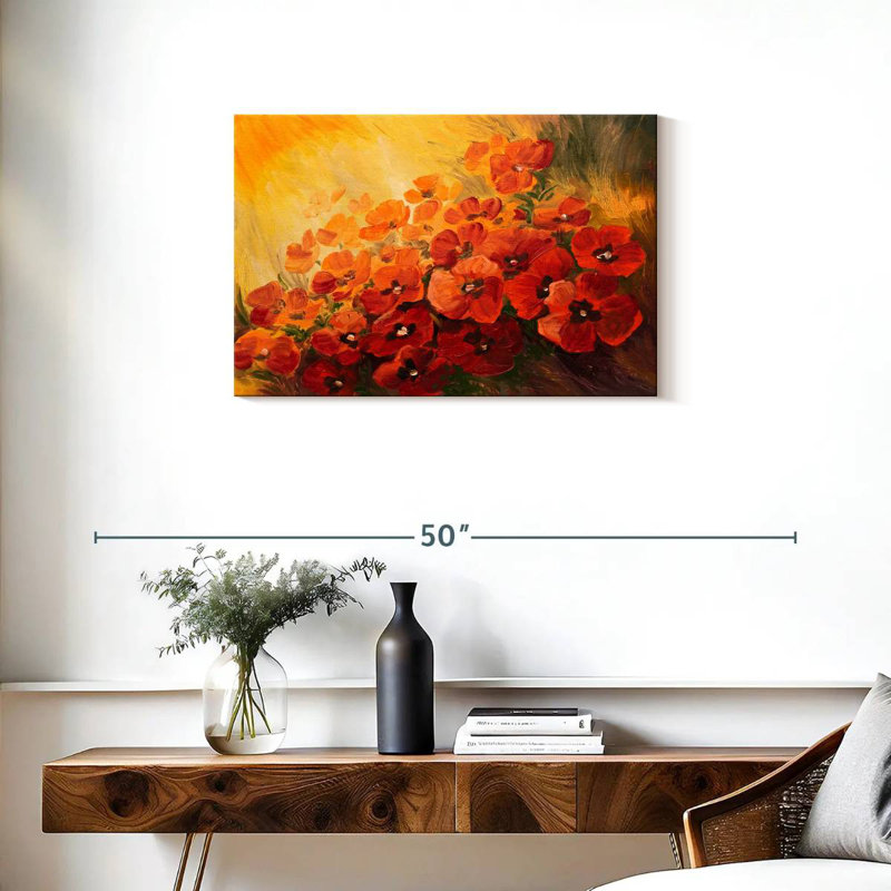 Harnek Red Poppies On Yellow, 20" H x 30" W
