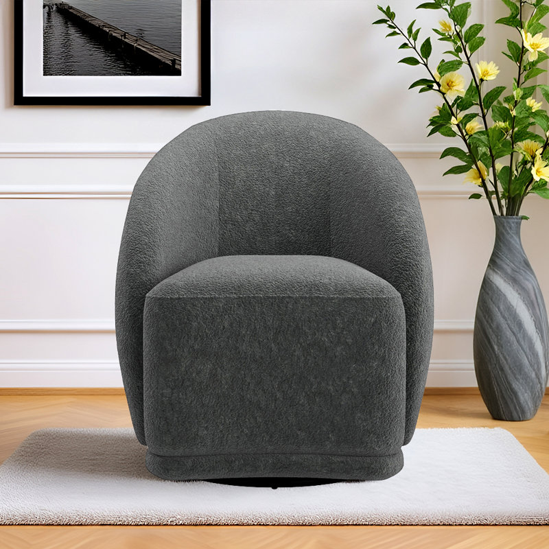Fauteuil d'appoint pivotant en velours Brunna, Gris