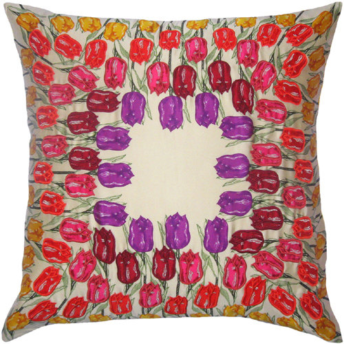 Coussin de tulipe Flower Power, Crème