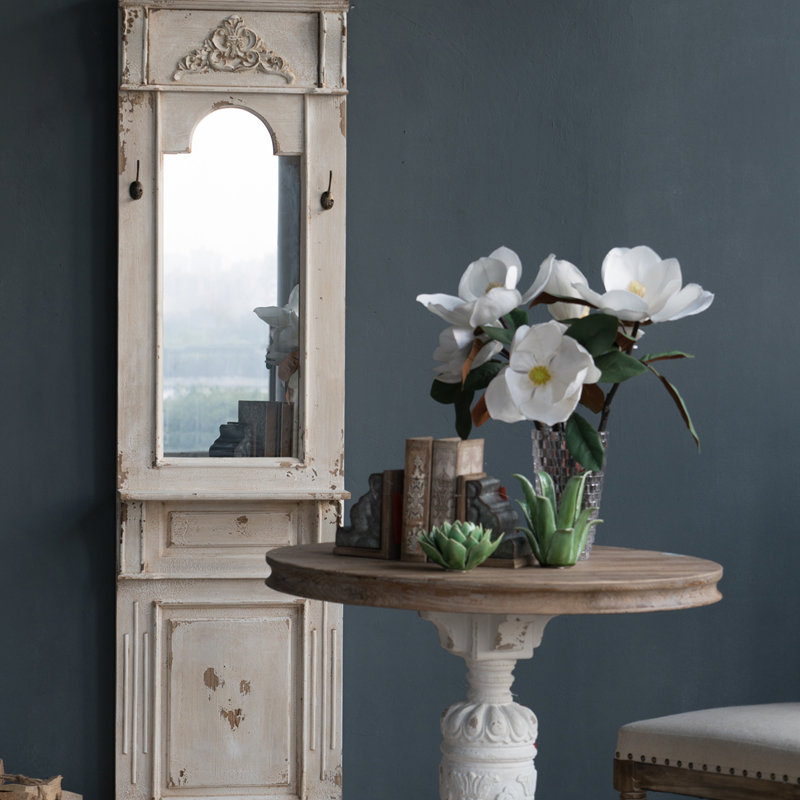 Miroir mural 20 po x 76 po, blanc antique rétro