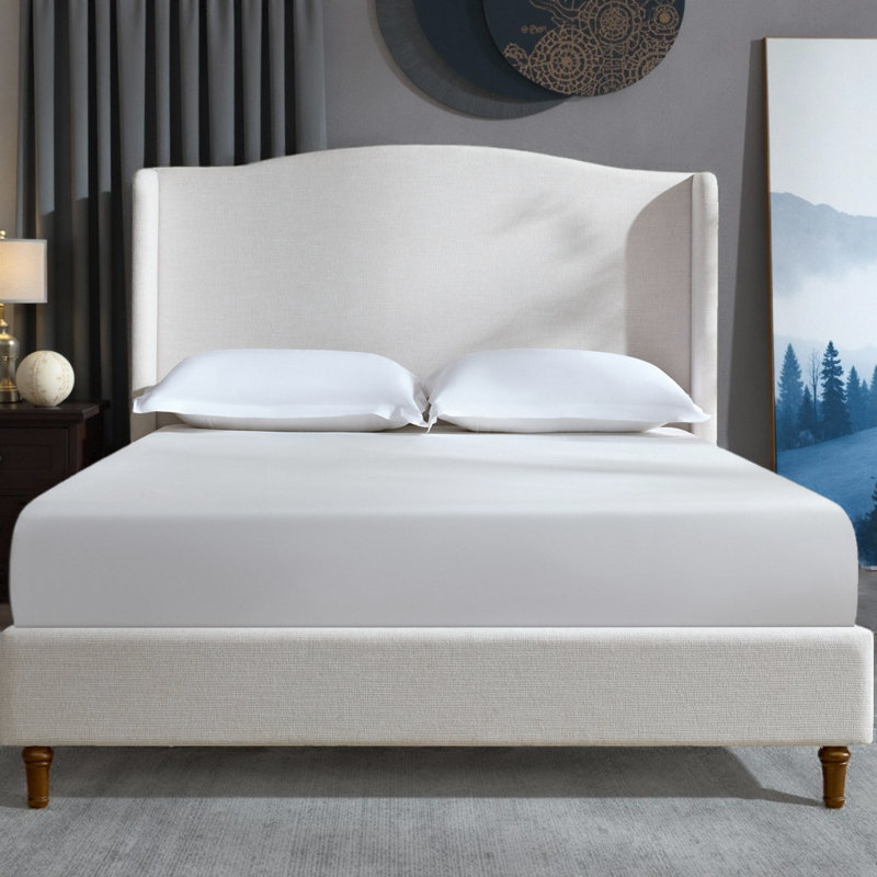 54" King/Queen Size Upholstered Wingback Bed With Headboard - Premium Textured Platform Bed, No Box Spring Needed​​, Queen