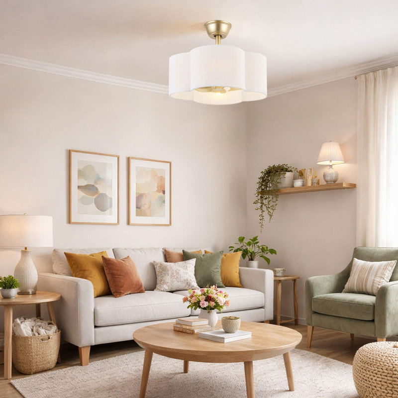 Ventilateur de plafond en corde festonnée 19,7 "avec ensemble d'éclairage et télécommande