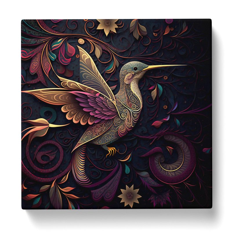 Hummingbird Paisley - No Frame Print, 50cm H x 50cm W x 3cm D