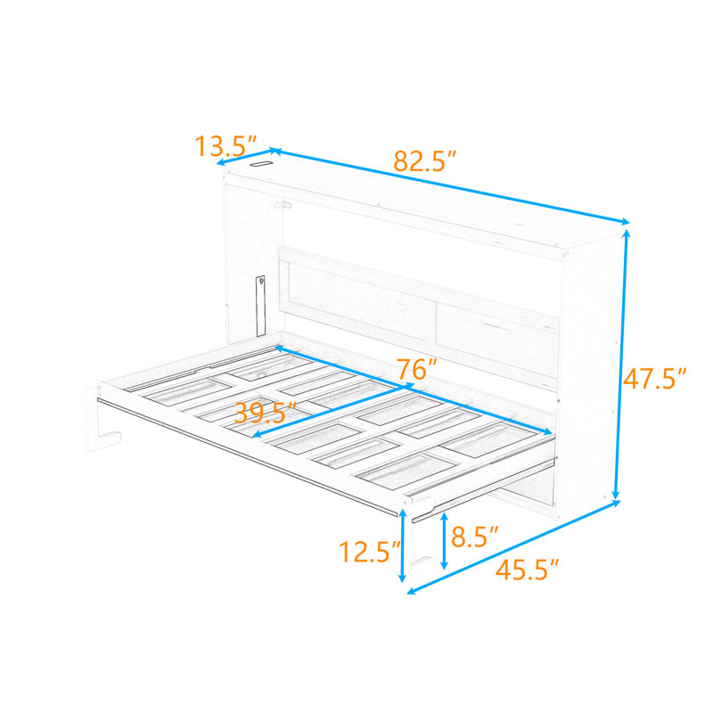 Lit escamotable avec éclairage DEL et prise USB, Lit simple, Blanc