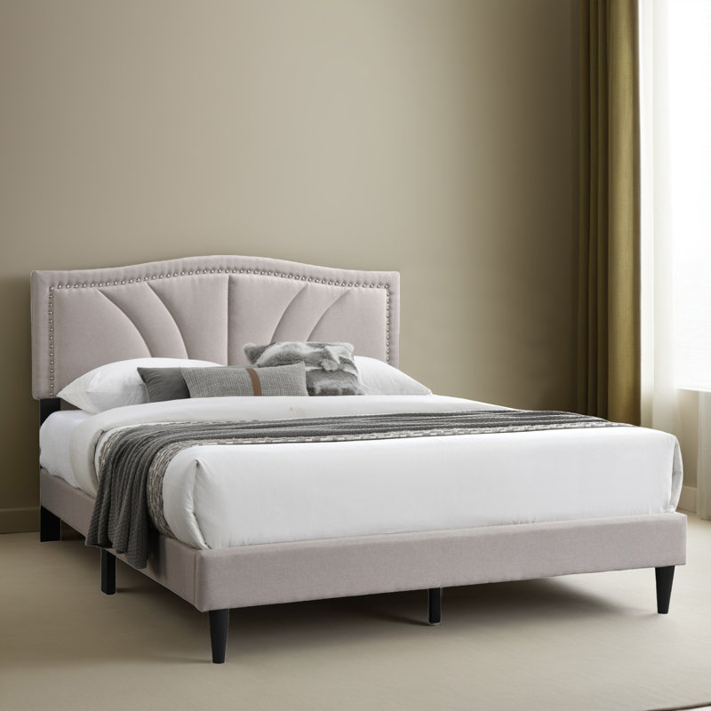 Base de lit tapissier grand format, Marron clair