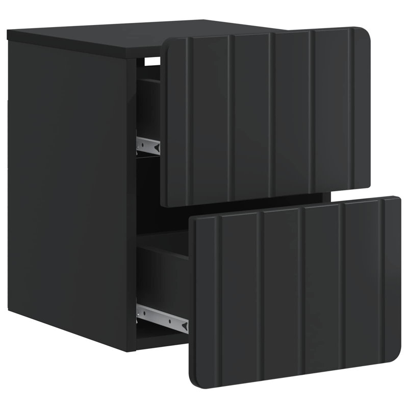 33cm W Manufactured Wood Bedside Table, Black