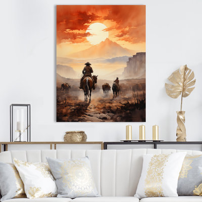 «Mechra Cowboy Chassing The Sunset I», reproduction sur toile