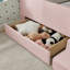 Lit pour enfant multifonctionnel confortable avec garde-corps et rangement, lit simple avec marchepied de sécurité, tissu Boucle-909483293