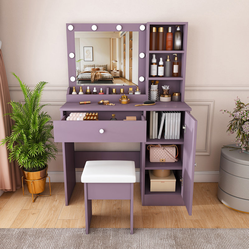 Meuble-lavabo lumineux avec rangement, bureau moderne en MDF pour la maison