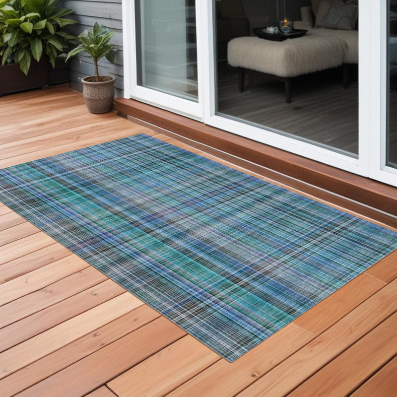 Tapis extérieur lavable antidérapant 2 pi x 3 pi bleu sarcelle