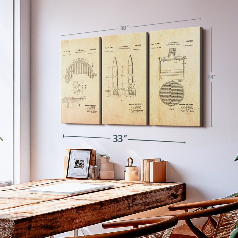 Impression sur toile rétro Rocket, H 24 po x l 38 po x P 1,25 po