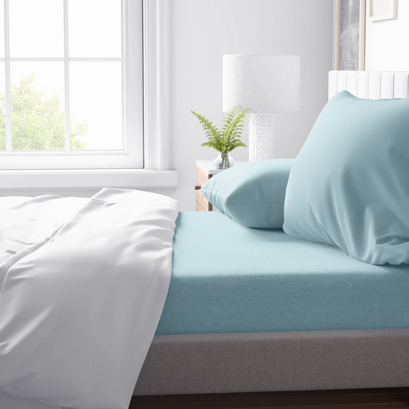 Microfiber Sheet Set, Aquamarine, Split Queen Sheet Set + Fitted Sheet + 2Pillowcase