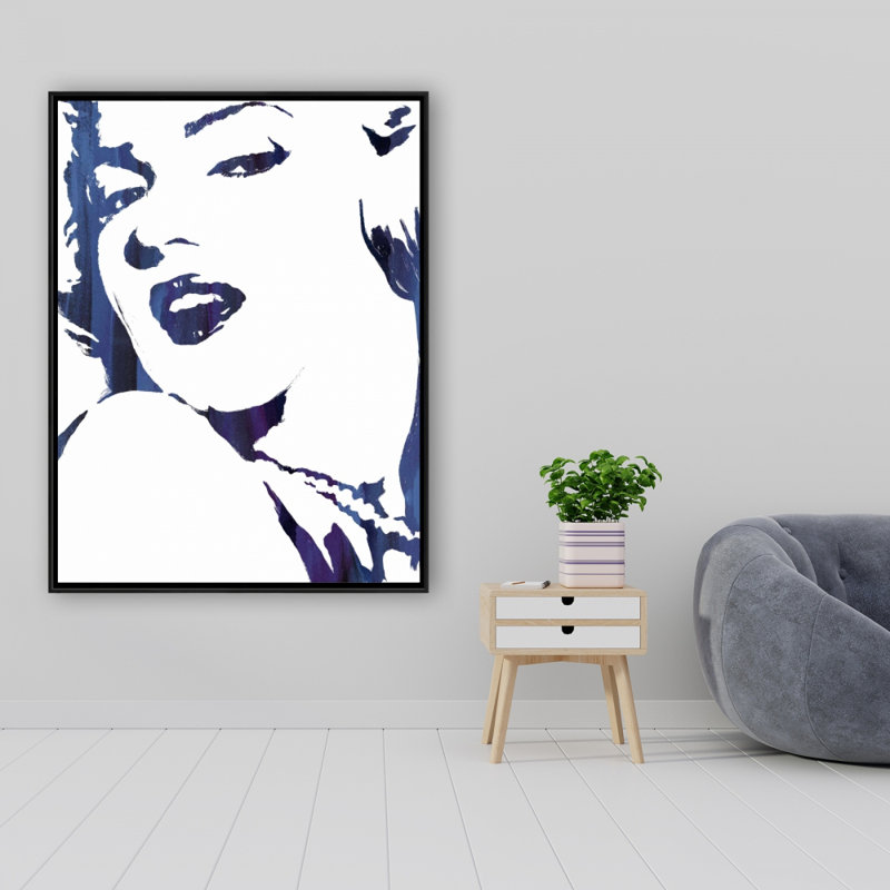 Marilyn Monroe en bleu - décor de toile figurative beauté encadrée