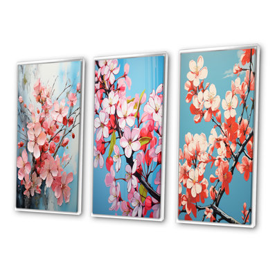 «Pink Apple Blossom Collage», 3 pièces