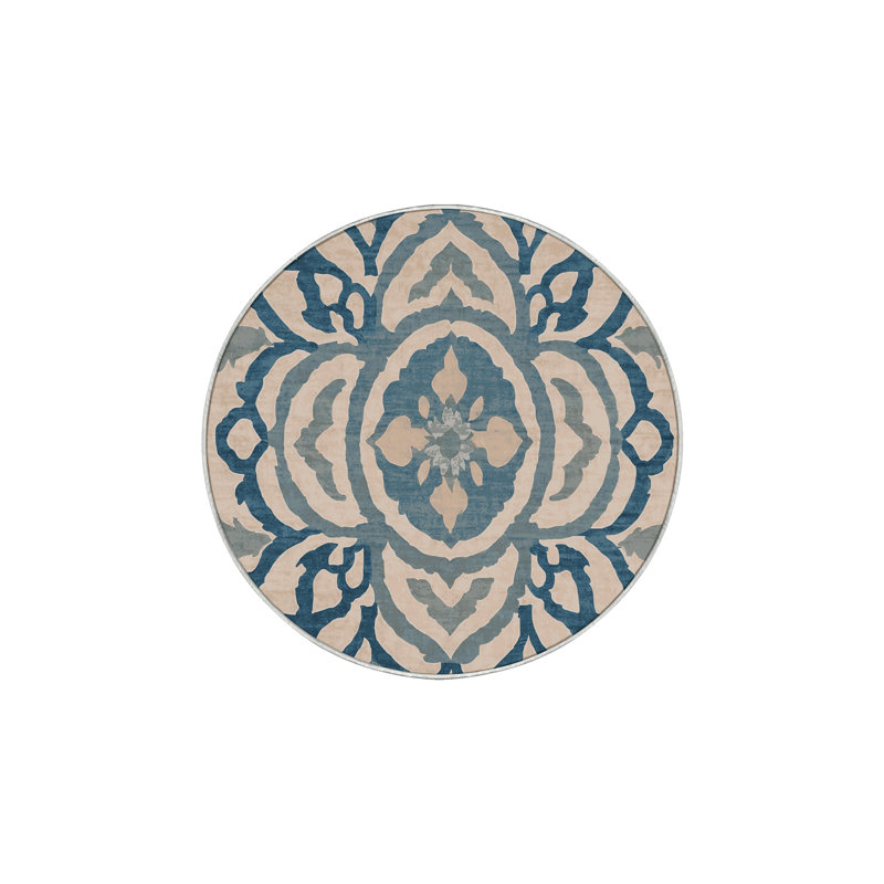 Tapis beige lavable à la machine, Rond 3 pi