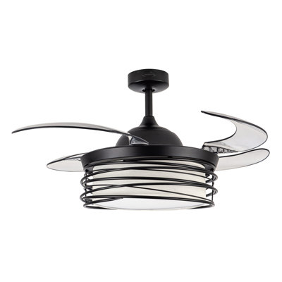 Ventilateur de plafond à pales rétractables de 48 po avec lumière et télécommande Luna