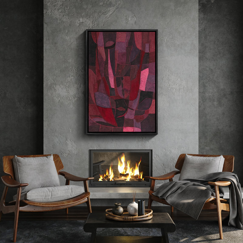 "Bourgogne rouge", cubes abstraits géométriques, composition artistique contemporaine, impression encadrée, H 36 po x l 24 po