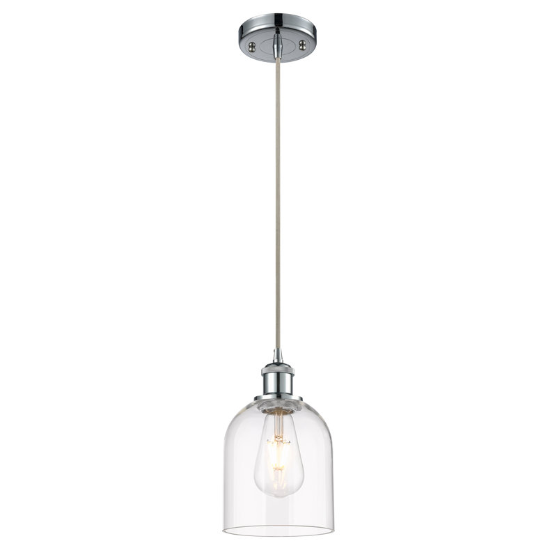 Mini-luminaire suspendu à cordon 6 lumières Ballston Anacaren - 516-G558, Transparent, Chrome poli