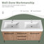Meuble-lavabo autoportant de 60 po avec lavabo double en résine blanche, portes et tiroirs à fermeture en douceur-1372401716
