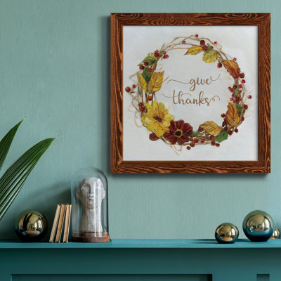 «Pumpkin in Fall Wreath», art textuel sur toile