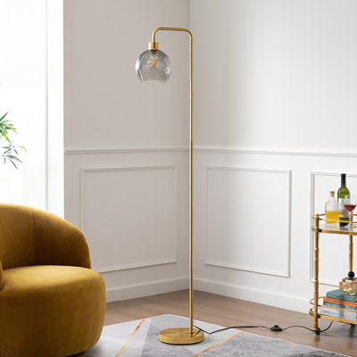 Modern 67" Glass Arc Floor Lamp With Remote Control, Bulb Included
