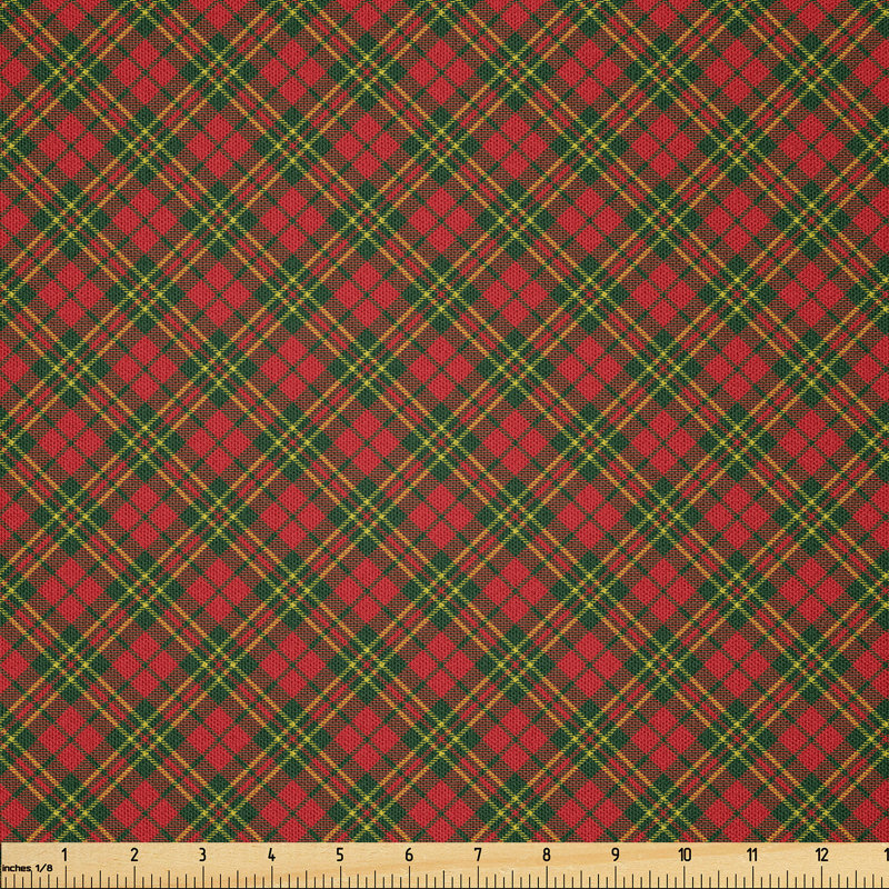 Fabric by the meter, emerald green, yellow, cinnabar, 10m (230 x 1000cm)
