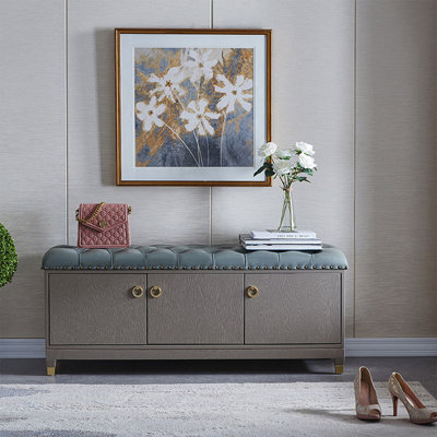 Grey Upholstered Bench