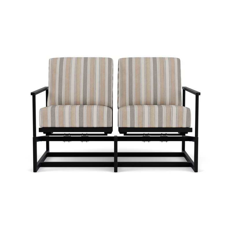 Outdoor Summit Rocker Bench with Cushions, White, Purveyor Pewter, Ebony