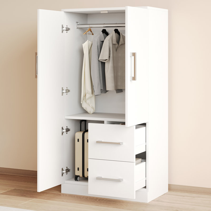 2 Door Wardrobe, White