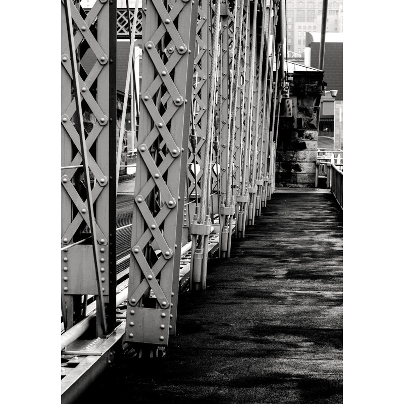 Bridge Walkway Black White - Photograph Print, Black Floater Framed, 46cm H x 30cm W
