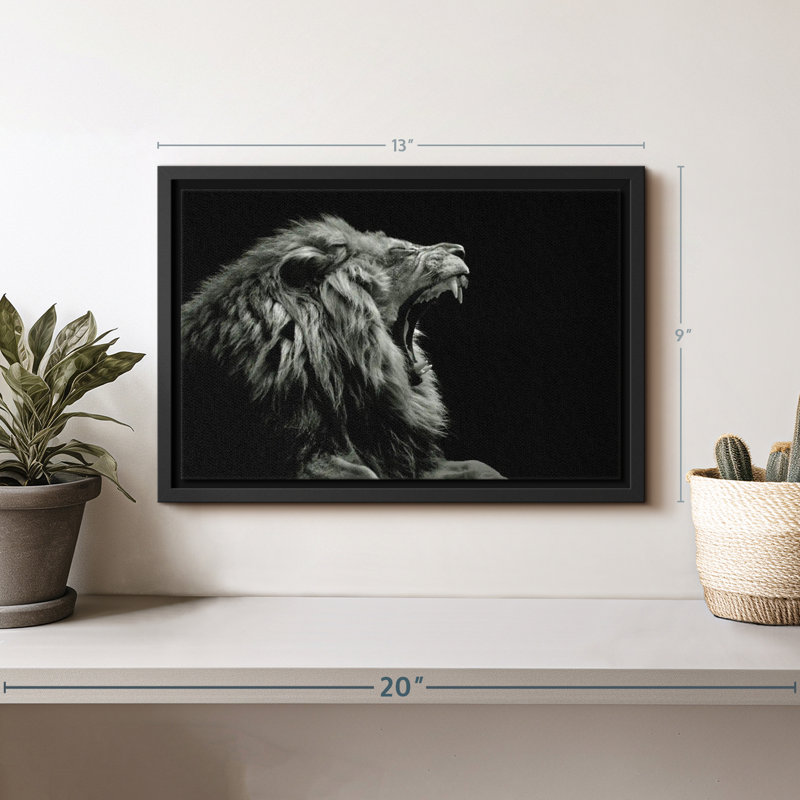 Animal "Art mural tête de lion rugissant", H 9 po x l 13 po