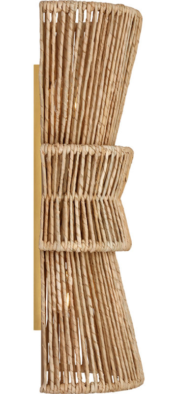 Antigua 20" Sconce in Natural Abaca, Antique-Burnished Brass