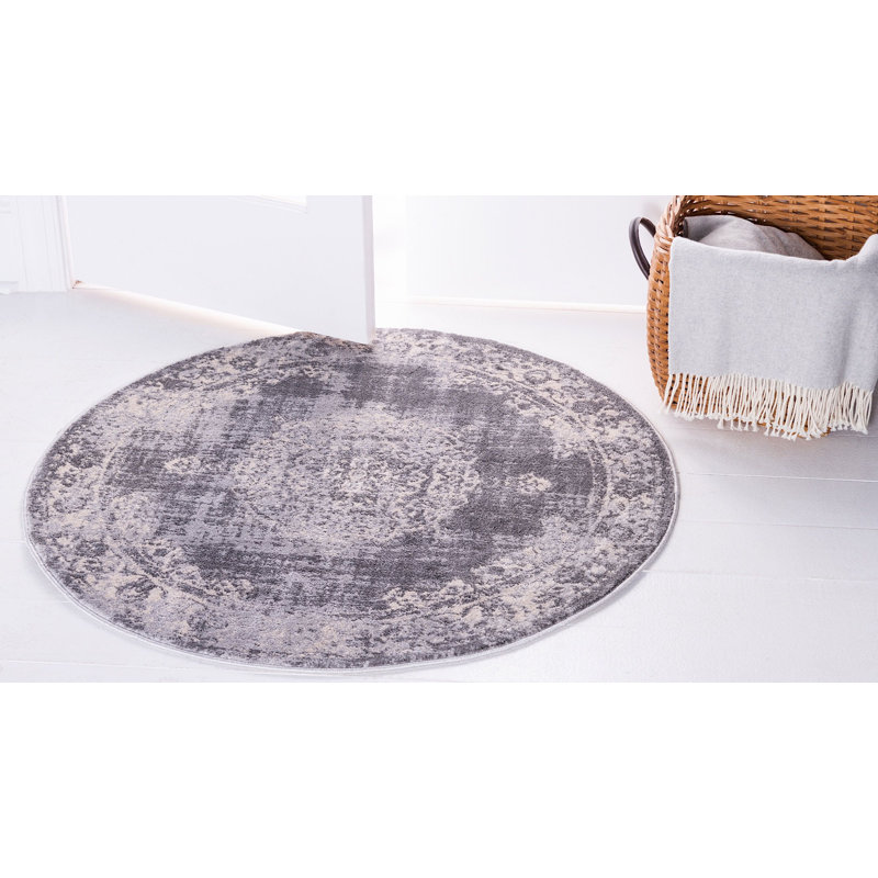 Transitional Gaastra Area Rug Feather Color, Round 3'3"