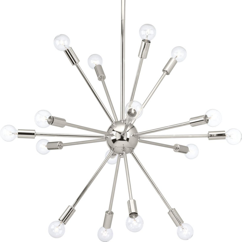Lustre sphérique spoutnik 16 lumières Natchitoches, Nickel poli