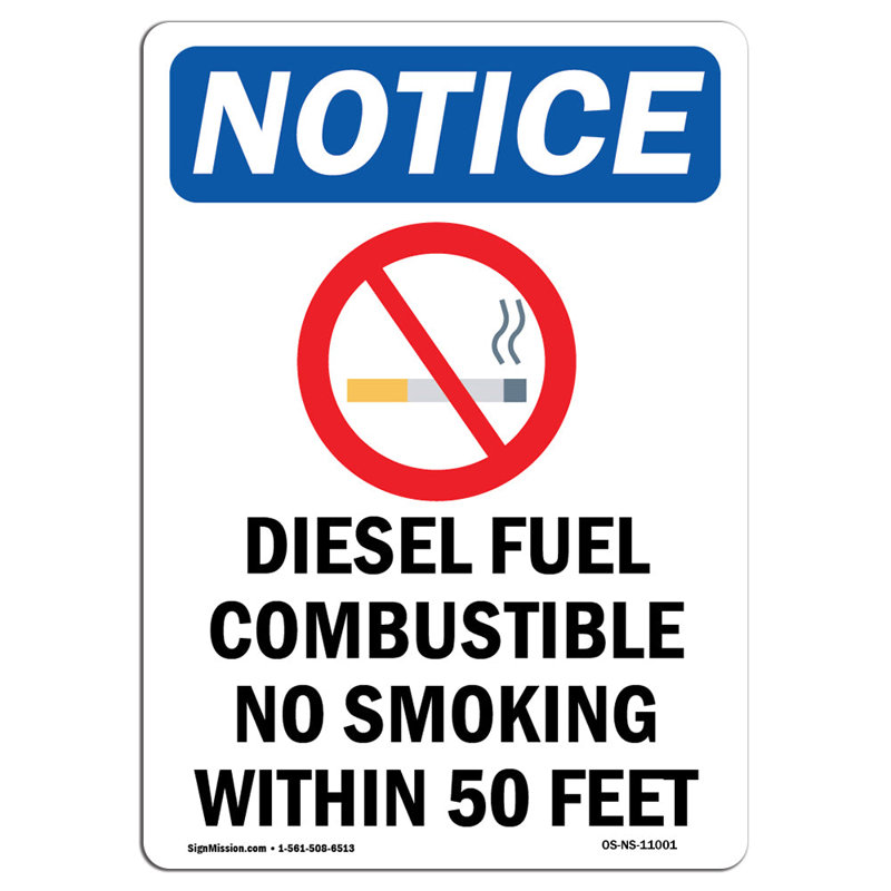 Diesel Fuel Combustible Aluminum Sign 12 x 18