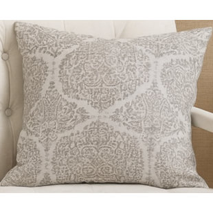 Block Printed Cotton Damask Accent Pillow