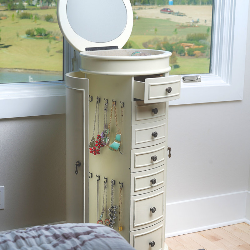 Armoire à bijoux avec miroir Pettus, Ivoire