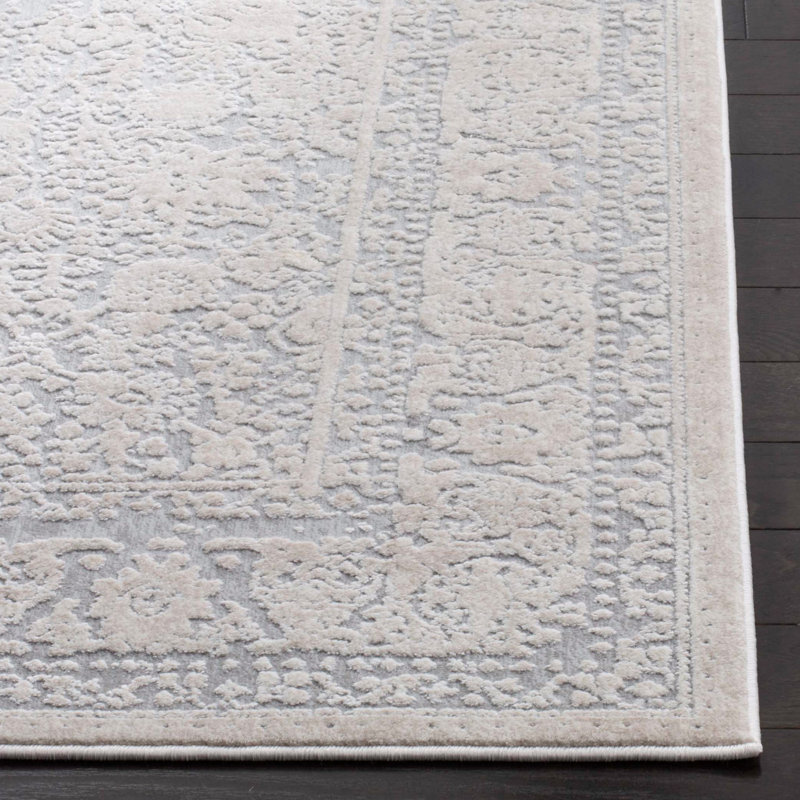 Calidia Power Loom Light Gray/Cream Rug, Rectangle 6' x 9'