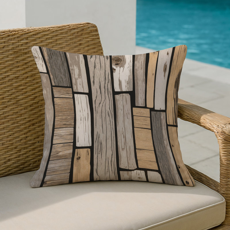 Coussin d'intérieur et d'extérieur, Carré 18 po, Bois de plage gris / Shiplap