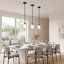 Ensemble de 3 mini-luminaire suspendu pour îlot de cuisine à intensité variable avec abat-jour en verre givré blanc-1997034750