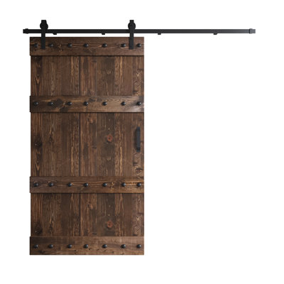 Porte de grange à panneaux en bois avec ensemble de quincaillerie d'installation