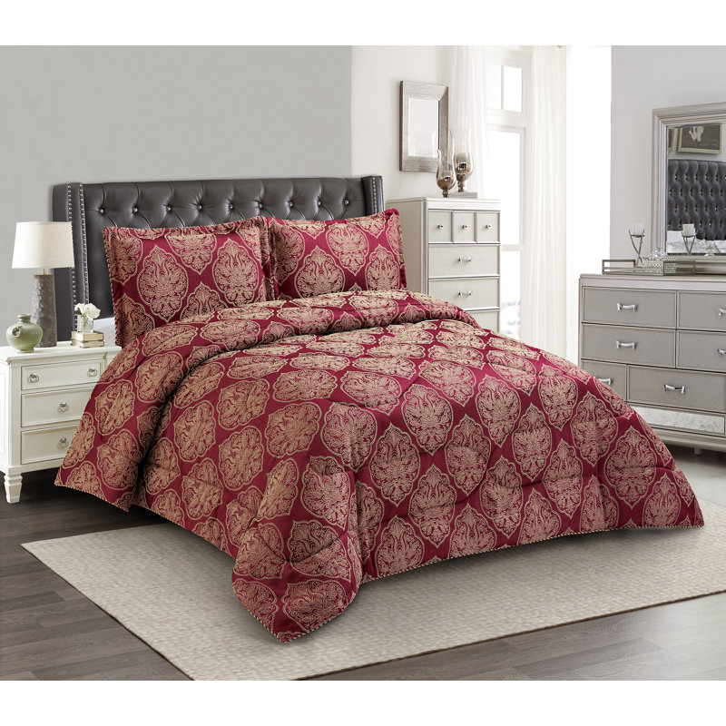 Bridal Jacquard Bedspread With Pillow Sham Set, Floral Printed Coverlet, Decorative Luxury All-Season Bedding