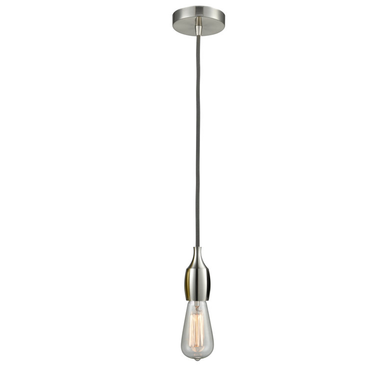 Luminaire suspendu pour une seule ampoule 1 lumières Nurseli, Nickel satiné / gris