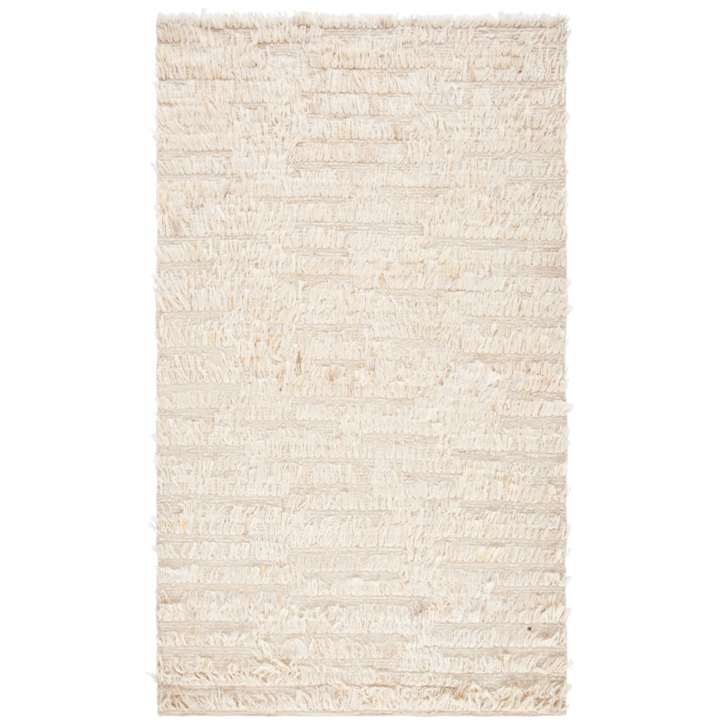 Tapis ivoire en laine et en coton tissé à la main Natura, Rectangle 9 pi x 12 pi